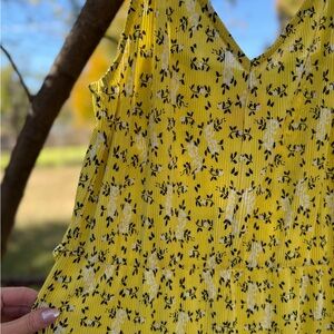 Yellow Floral Sleeveless Jumper
